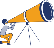 Ilustración de una persona mirando por un telescopio